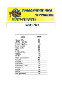 Tarif clé serrurier et cordonner à Limoux